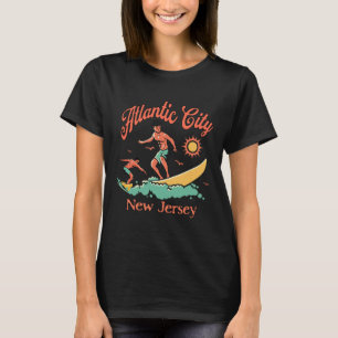 New Jersey Surfer Atlantic City Nj Surfing Beach V T-Shirt