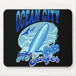 New Jersey Surfer Ocean City Nj Surfing Beach Sand Mouse Mat