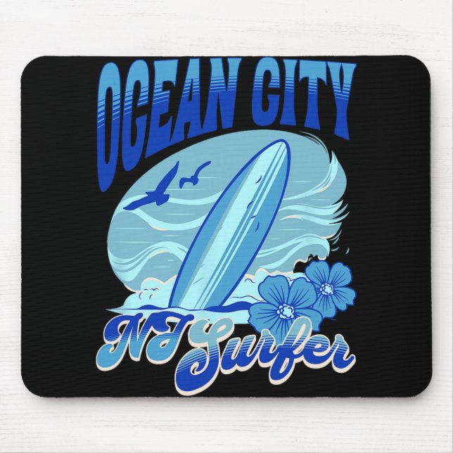 New Jersey Surfer Ocean City Nj Surfing Beach Sand Mouse Mat (Front)