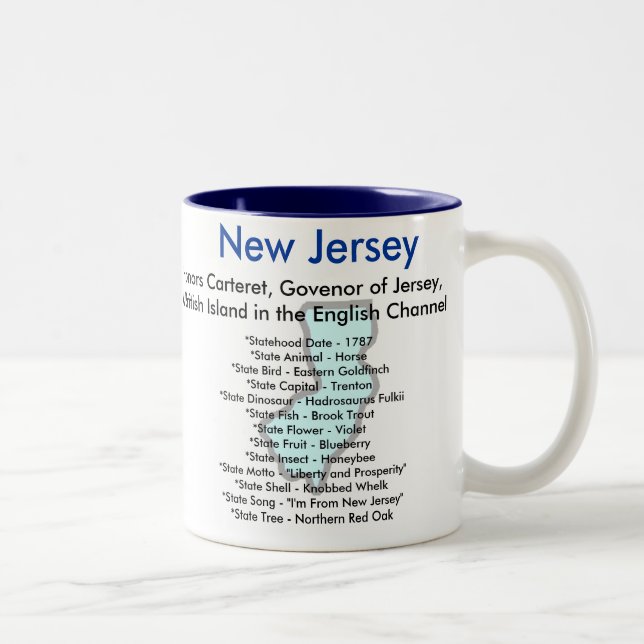 New Jersey Symbols & Map Two-Tone Coffee Mug (Right)