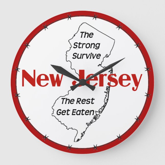 New Jersey: The Strong Survive The Rest Get Eaten Large Clock (Front)