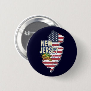 New Jersey United States Retro Map USA Souvenir 6 Cm Round Badge