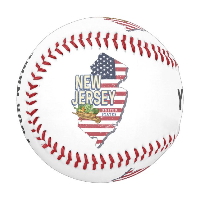 New Jersey United States Retro Map USA Souvenir Baseball (Front Left)
