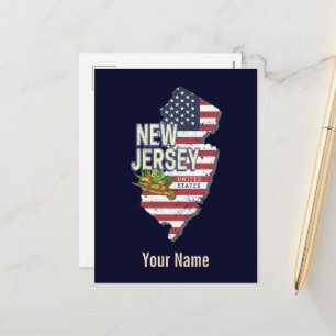 New Jersey United States Retro Map USA Souvenir Holiday Postcard