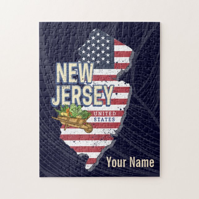 New Jersey United States Retro Map USA Souvenir Jigsaw Puzzle (Vertical)