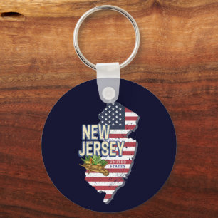 New Jersey United States Retro Map USA Souvenir Key Ring