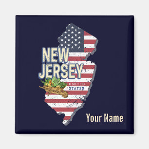 New Jersey United States Retro Map USA Souvenir Magnet