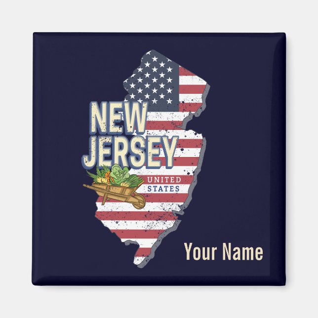 New Jersey United States Retro Map USA Souvenir Magnet (Front)
