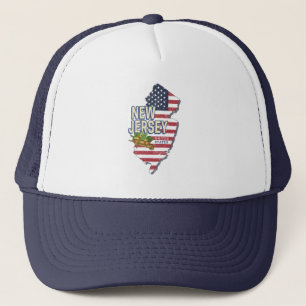 New Jersey United States Retro Map USA Souvenir Trucker Hat