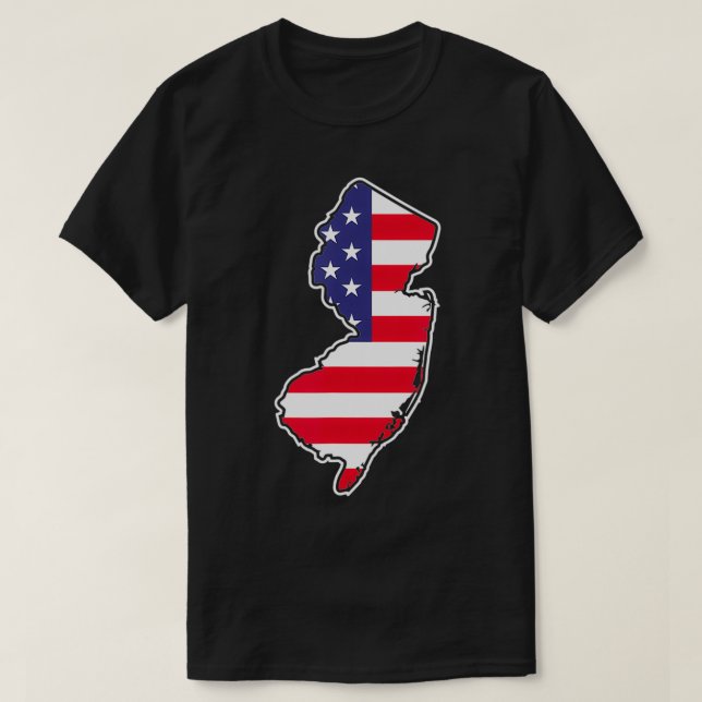 New Jersey USA Flag State Outline Patriotic Americ T-Shirt (Design Front)