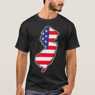 New Jersey USA Flag State Outline Patriotic Americ T-Shirt