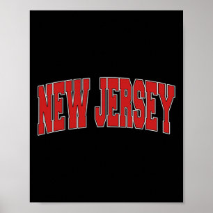 New Jersey Usa State Nj Varsity Style Vintage Spor Poster