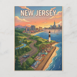 New Jersey Vintage Anime Travel Postcard