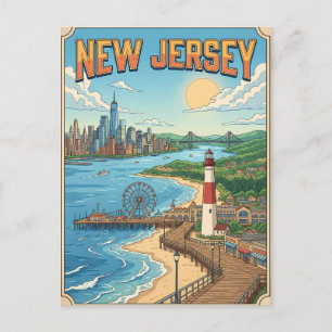New Jersey Vintage Anime Travel Postcard