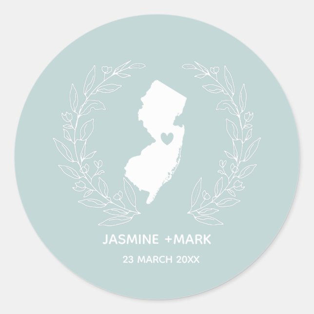 New Jersey wedding favours custom Classic Round Sticker (Front)