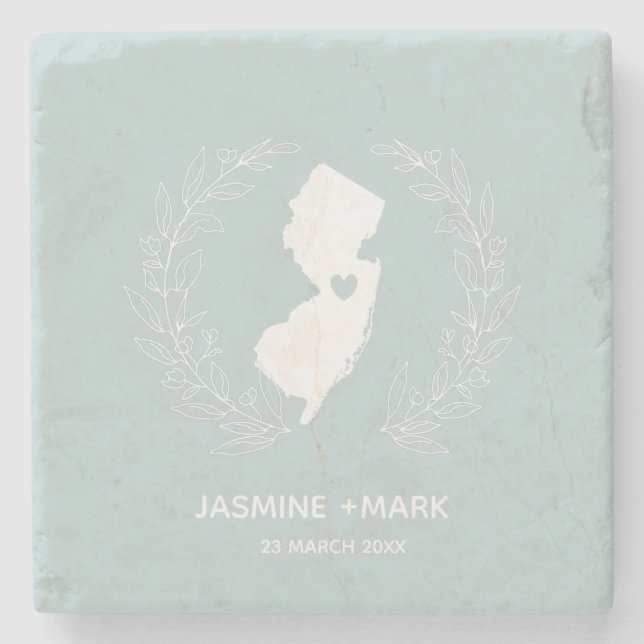 New Jersey wedding favours custom Stone Coaster (Front)