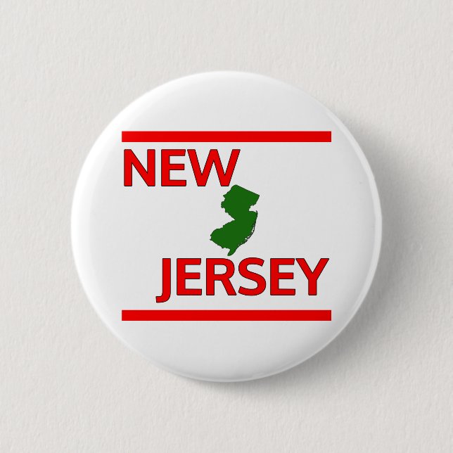 New Jersey with State outline 6 Cm Round Badge (Front)