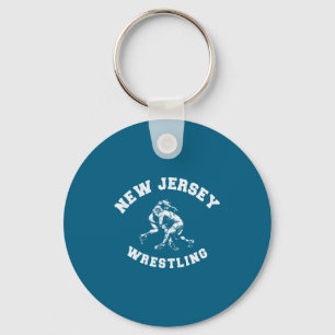 New Jersey Wrestling 80s Distressed Retro Styl _1  Key Ring