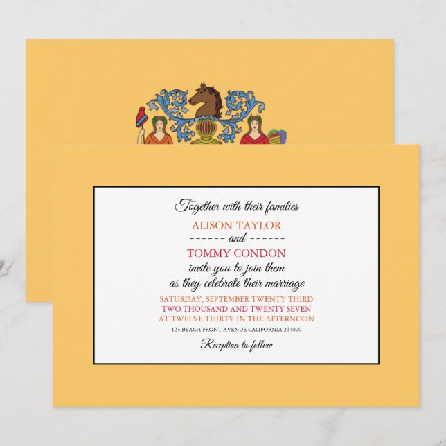 New Jerseyan Flag, Flag of New Jersey Wedding Invitation (Front/Back)