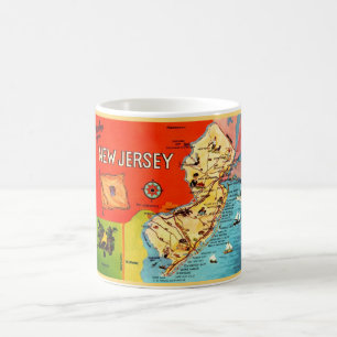 New Jersy Colourful Vintage Map Mug