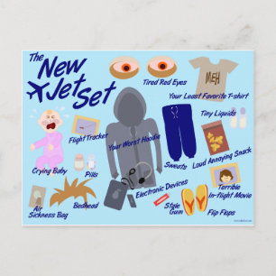 New Jet Set Funny Air Travel Cartoon Parody Postcard