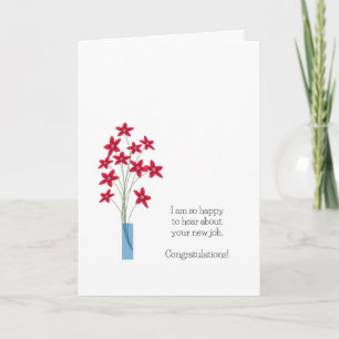 New Job Congratulations Cards, cute red flowers Card