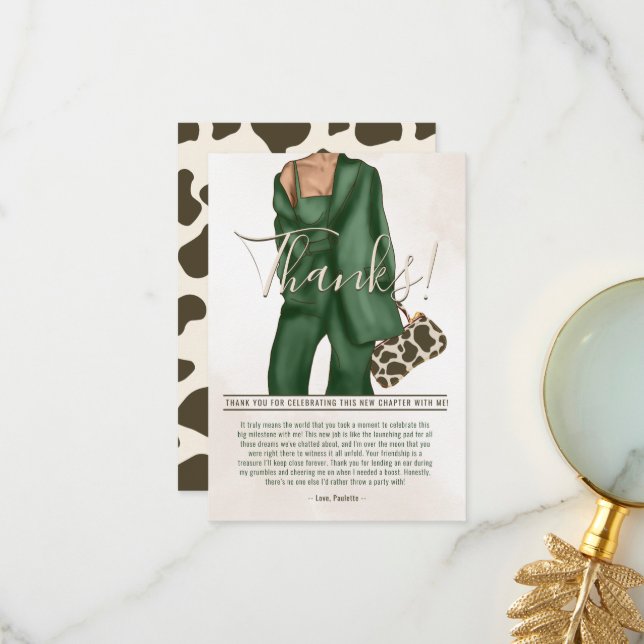 New Job Shower Thank You Card (Front/Back In Situ)