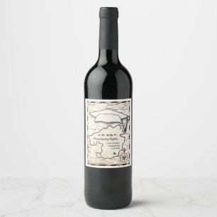 New Journey Begins Map Graduation Party Wine Label