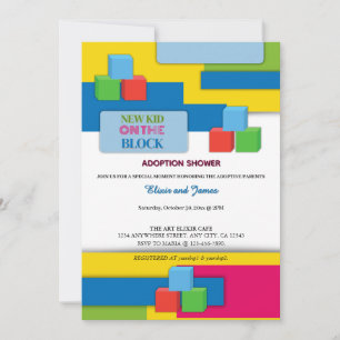 New Kid On The Block Adoption Foster Baby Shower Invitation