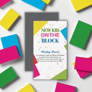 New Kid on the Block Colourful Baby Shower Enclosure Card