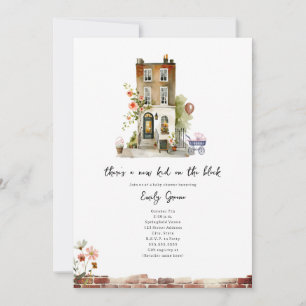 New Kid On The Block Floral Girl Baby Shower Invitation