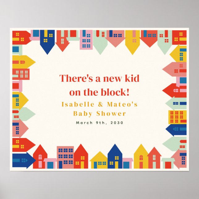 New Kid On The Block Neighbourhood Baby Shower Poster (Front)