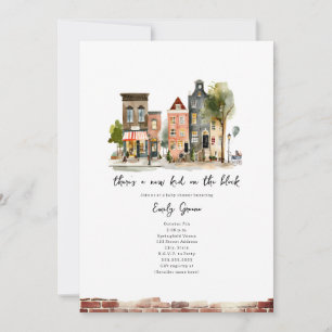 New Kid On The Block Watercolor Boy Baby Shower Invitation
