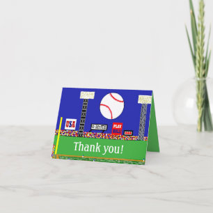 New Kids Baseball Sports Thank You Note Card