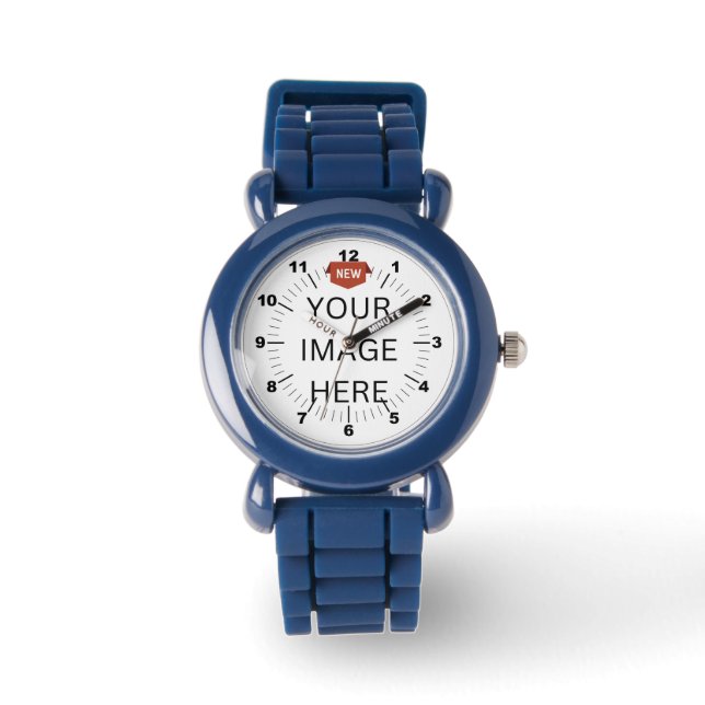NEW! Kids Blue Silicone Strap - Custom  Watch (Front)