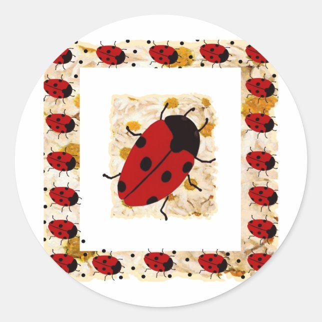 New Lady Bugs Classic Round Sticker (Front)
