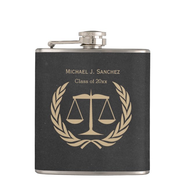 New Law School Graduate Hip Flask (Front)
