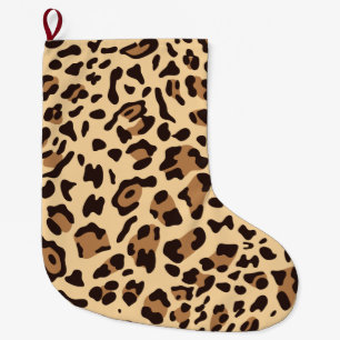 New Leopard Texture 6 Large Christmas Stocking