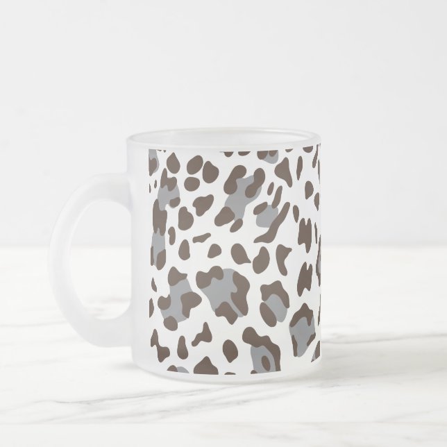 New Leopard Texture 7 Frosted Glass Coffee Mug (Left)