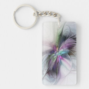 New Life, Colorful Abstract Fractal Art Fantasy Key Ring