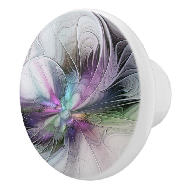 New Life, Colourful Abstract Fractal Art Fantasy Ceramic Knob (Right)