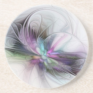 New Life, Colourful Abstract Fractal Art Fantasy Coaster