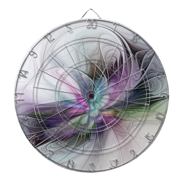 New Life, Colourful Abstract Fractal Art Fantasy Dartboard (Front)