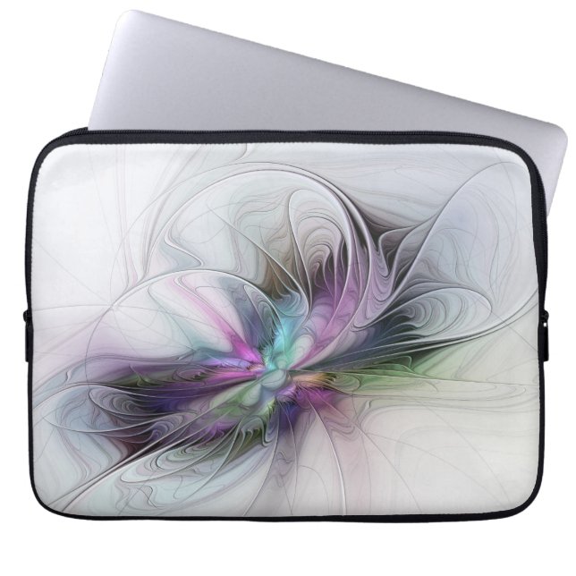 New Life, Colourful Abstract Fractal Art Fantasy Laptop Sleeve (Front)