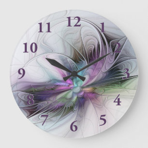 New Life, Colourful Abstract Fractal Art Fantasy Large Clock