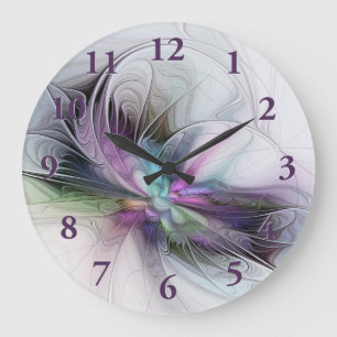 New Life, Colourful Abstract Fractal Art Fantasy Large Clock