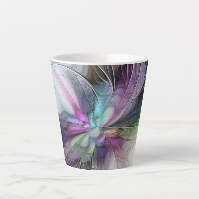 New Life, Colourful Abstract Fractal Art Fantasy Latte Mug (Front)