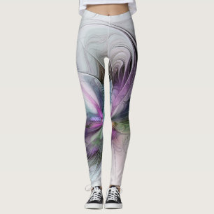 New Life, Colourful Abstract Fractal Art Fantasy Leggings