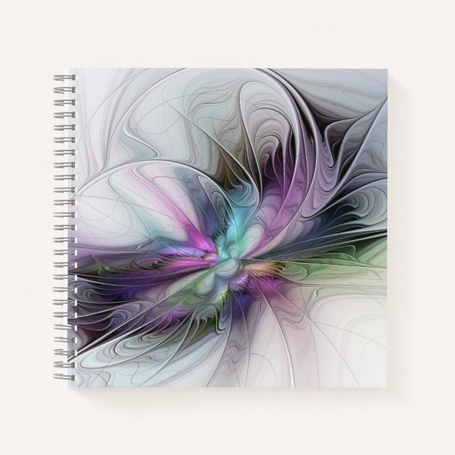 New Life, Colourful Abstract Fractal Art Fantasy Notebook (Front)