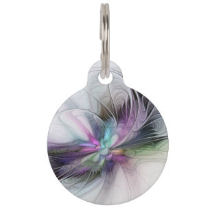 New Life, Colourful Abstract Fractal Art Fantasy Pet Tag